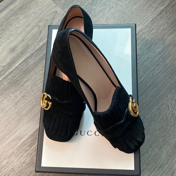 Gucci Shoes - Gucci Marmont Suede Heeled Loafer. Size 38.